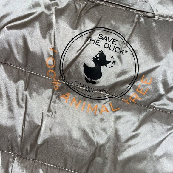 NEW Save The Duck Women M CINDY Puffer Vest Khaki Beige Thin Ultra Light NWT - Picture 7 of 11